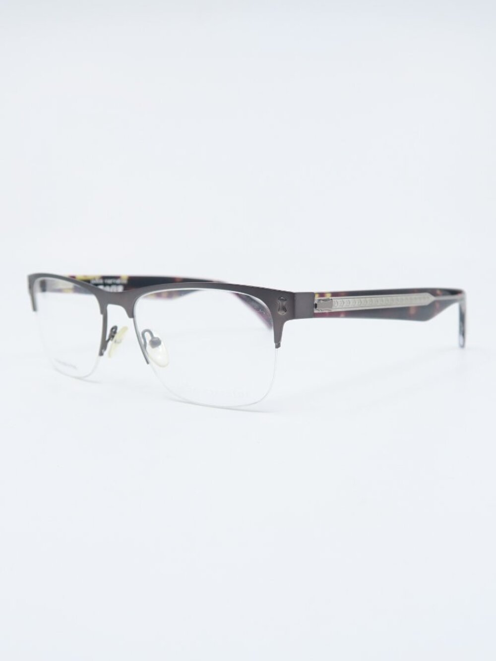 John Varvatos V181 54mm Gunmetal Semi Rimless-Stainless Steel, New Eyeglasses.